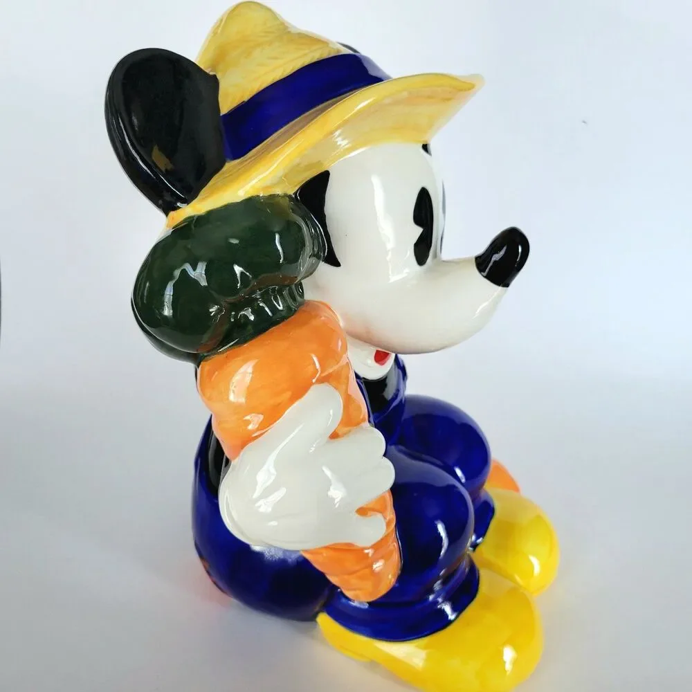 Vintage Mickey Mouse Carrot Farmer Cookie Jar Disney Treasure Craft - READ